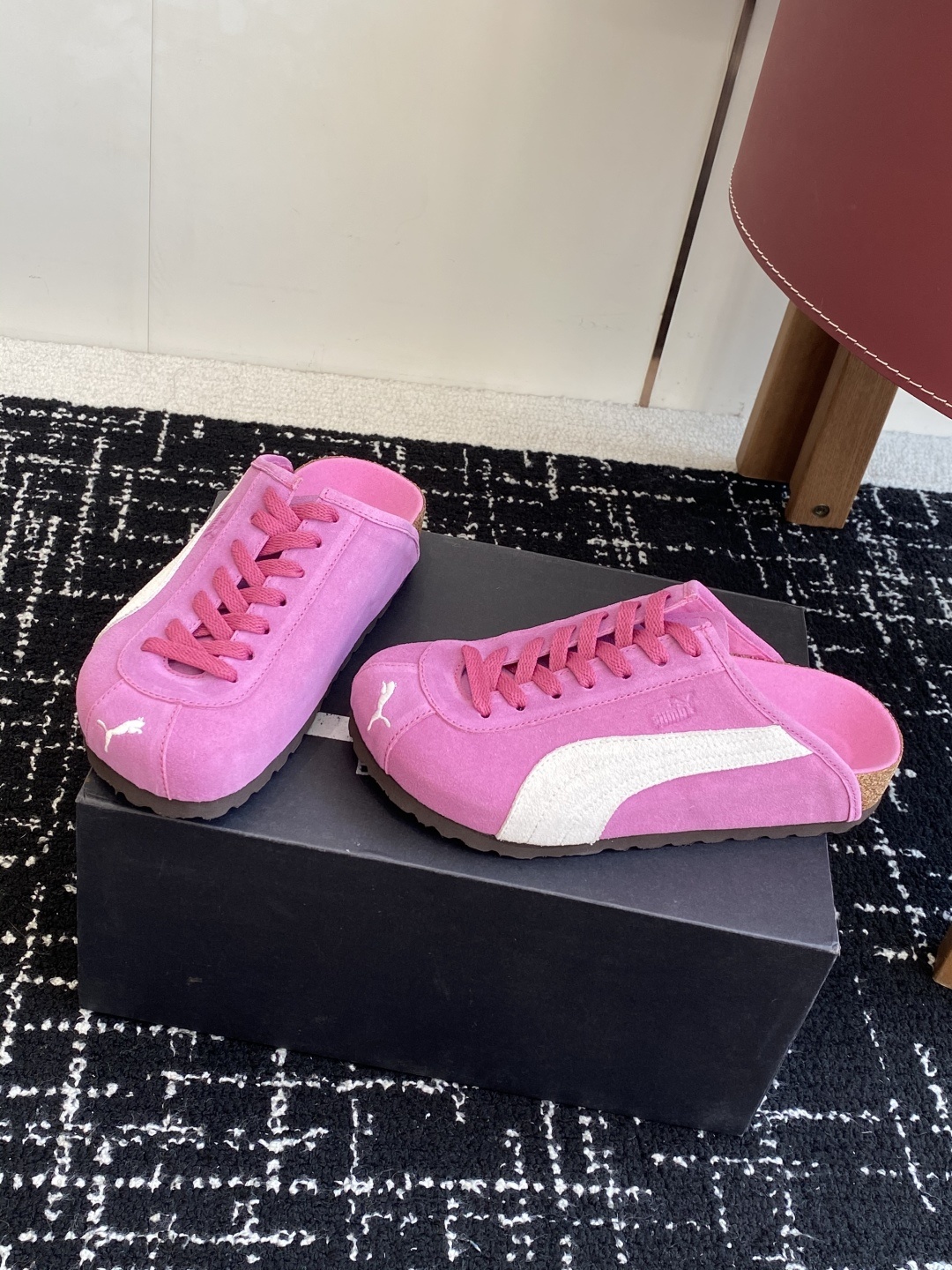 代购级puma x Birkenstock 彪马x勃肯鞋情侣款 包头鞋皮革绒面双扣时尚休闲平底鞋 牛皮绒