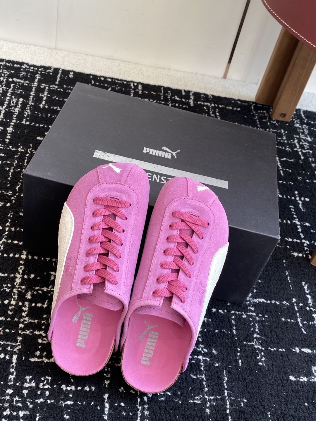 代购级puma x Birkenstock 彪马x勃肯鞋情侣款 包头鞋皮革绒面双扣时尚休闲平底鞋 牛皮绒
