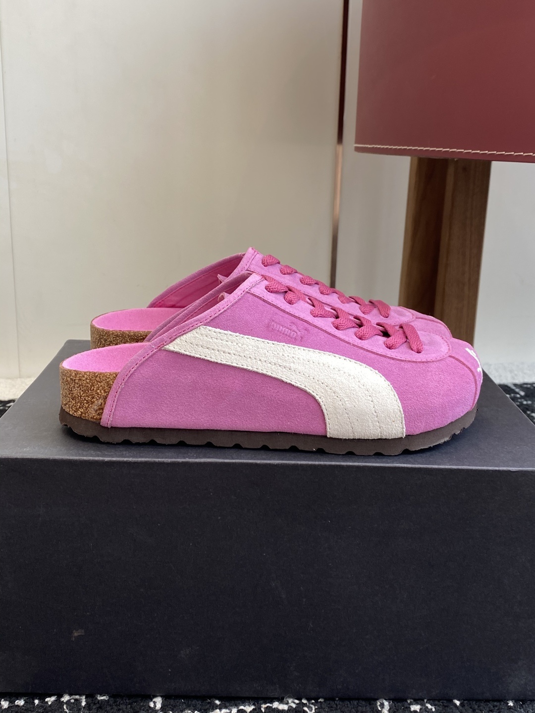 代购级puma x Birkenstock 彪马x勃肯鞋情侣款 包头鞋皮革绒面双扣时尚休闲平底鞋 牛皮绒
