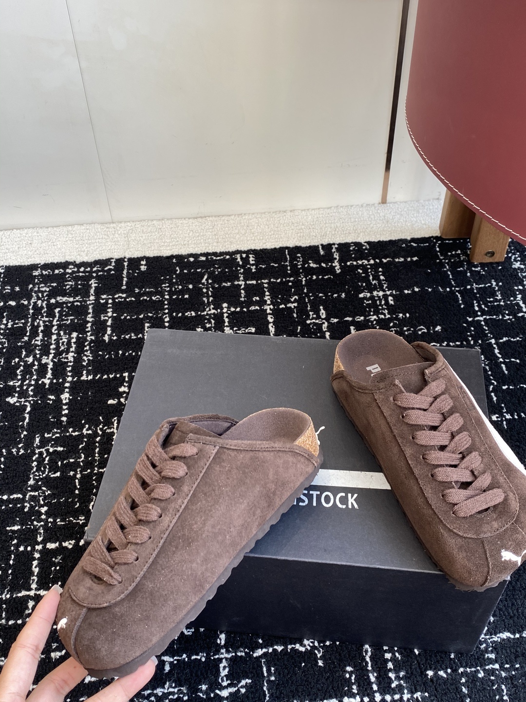 代购级puma x Birkenstock 彪马x勃肯鞋情侣款 包头鞋皮革绒面双扣时尚休闲平底鞋 牛皮绒