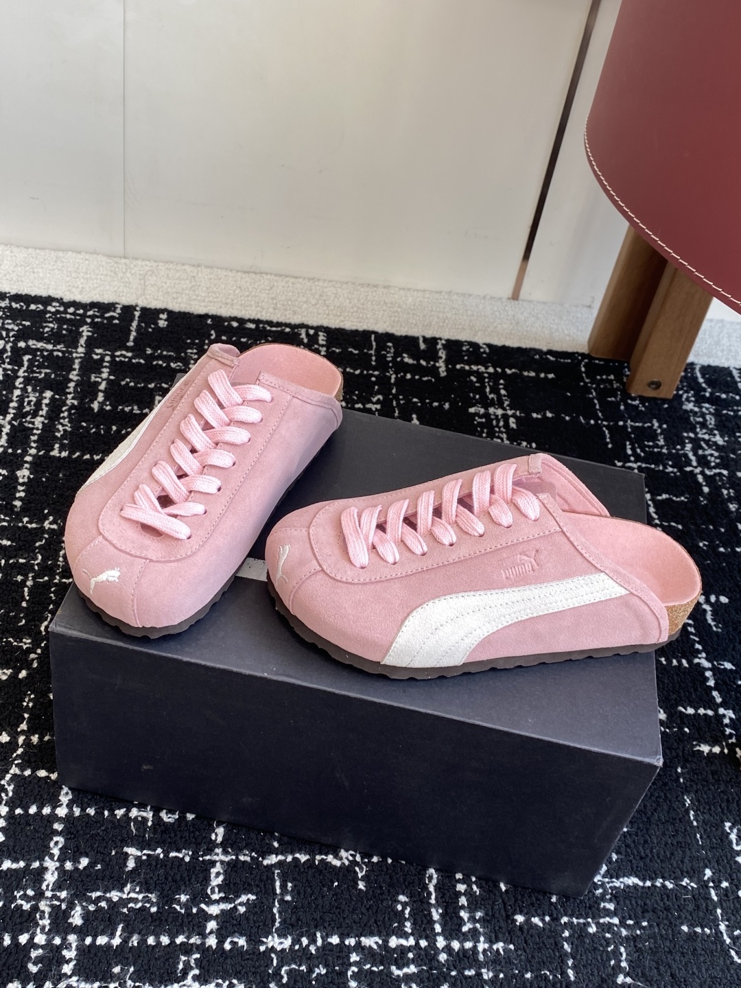 代购级puma x Birkenstock 彪马x勃肯鞋情侣款 包头鞋皮革绒面双扣时尚休闲平底鞋 牛皮绒