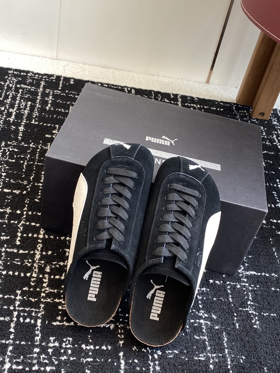 代购级puma x Birkenstock 彪马x勃肯鞋情侣款 包头鞋皮革绒面双扣时尚休闲平底鞋 牛皮绒