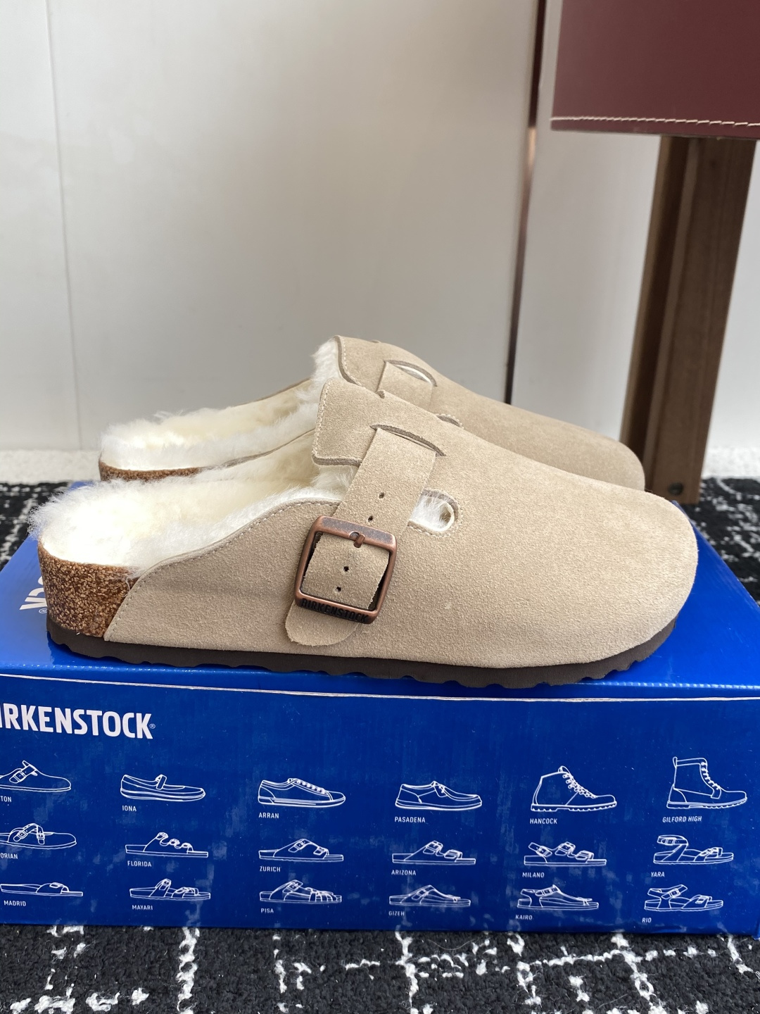代购级勃肯_包头 毛毛拖鞋 BIRKENSTOCK毛毛鞋加绒软木拖鞋外穿Arizona系列万年经典勃肯强