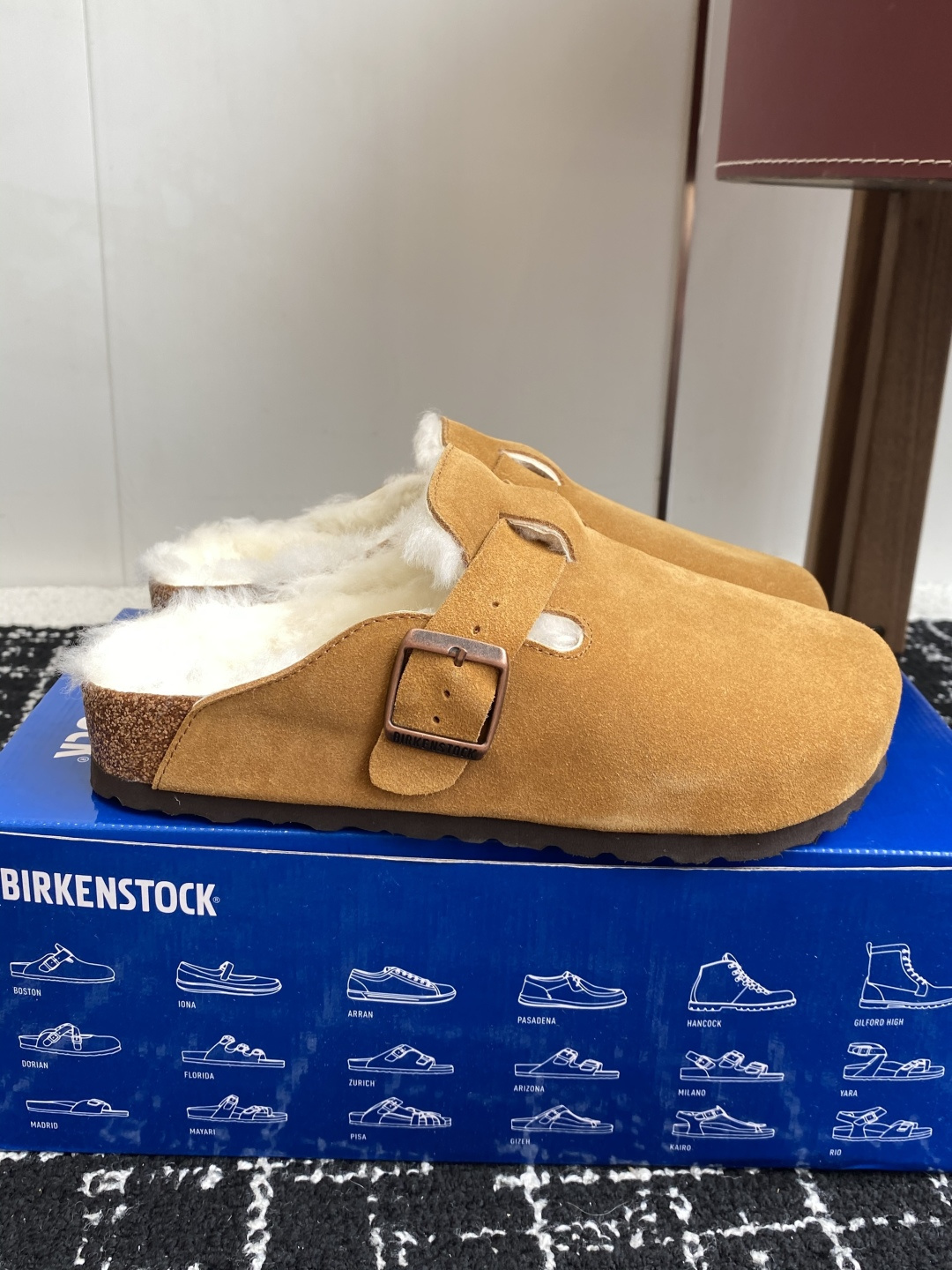 代购级勃肯_包头 毛毛拖鞋 BIRKENSTOCK毛毛鞋加绒软木拖鞋外穿Arizona系列万年经典勃肯强