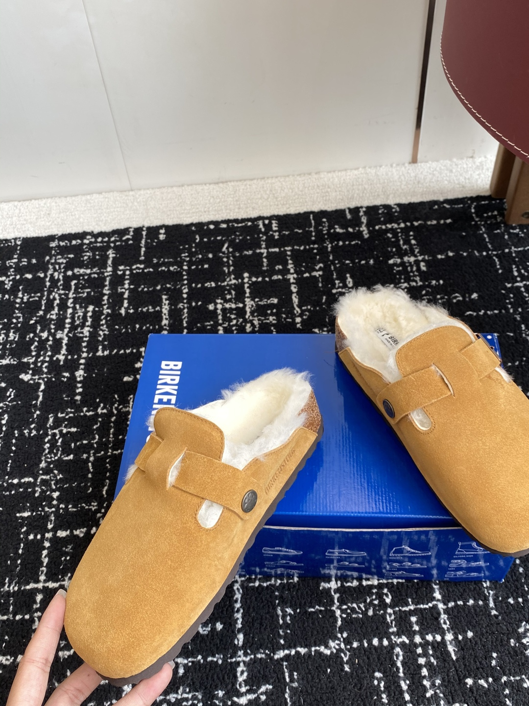 代购级勃肯_包头 毛毛拖鞋 BIRKENSTOCK毛毛鞋加绒软木拖鞋外穿Arizona系列万年经典勃肯强