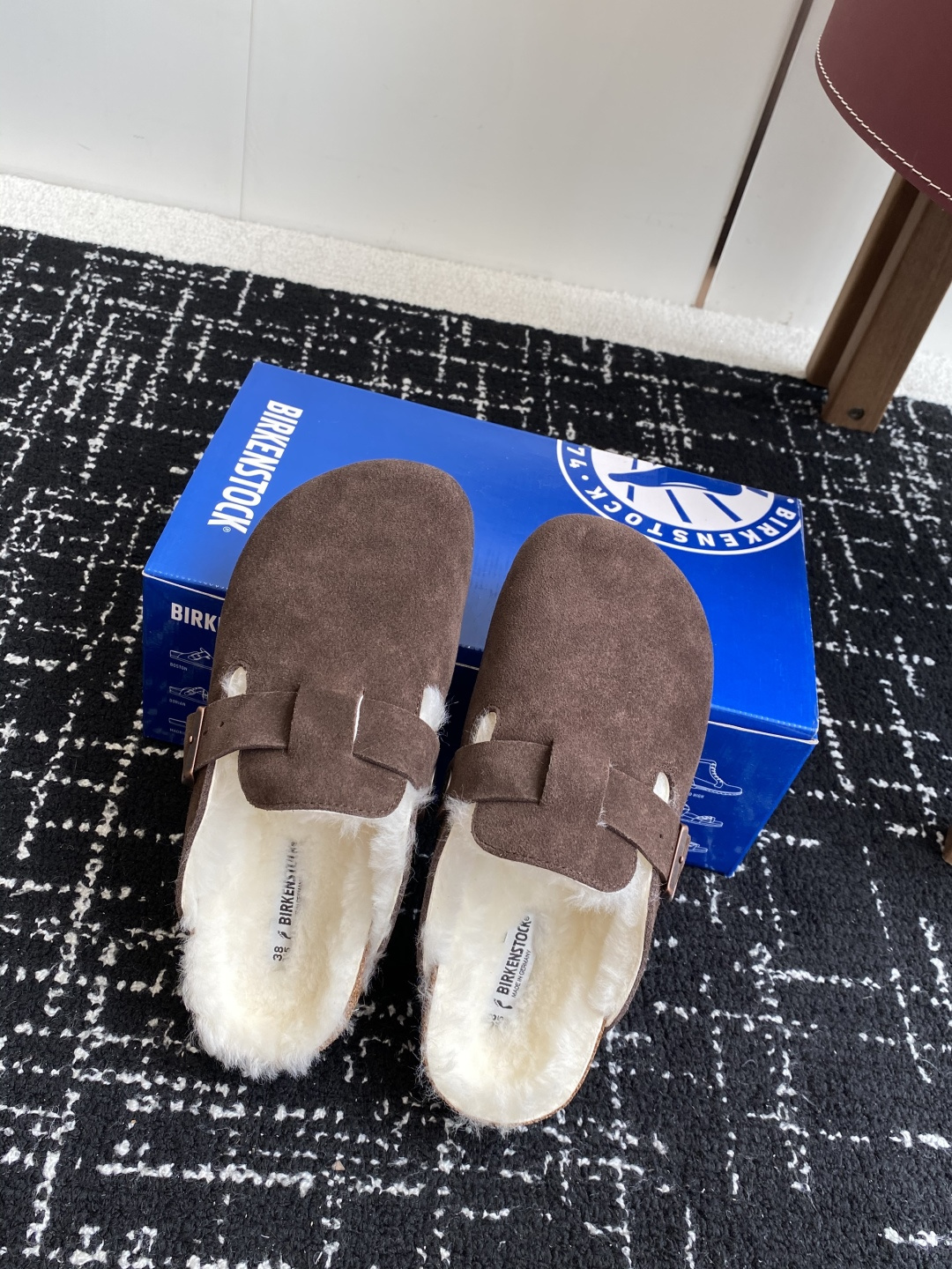 代购级勃肯_包头 毛毛拖鞋 BIRKENSTOCK毛毛鞋加绒软木拖鞋外穿Arizona系列万年经典勃肯强