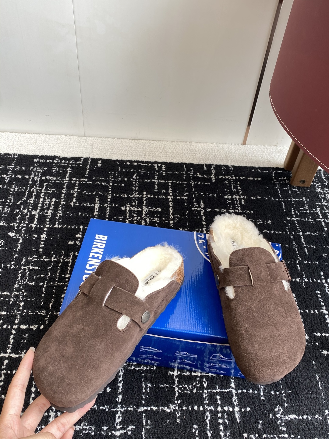 代购级勃肯_包头 毛毛拖鞋 BIRKENSTOCK毛毛鞋加绒软木拖鞋外穿Arizona系列万年经典勃肯强