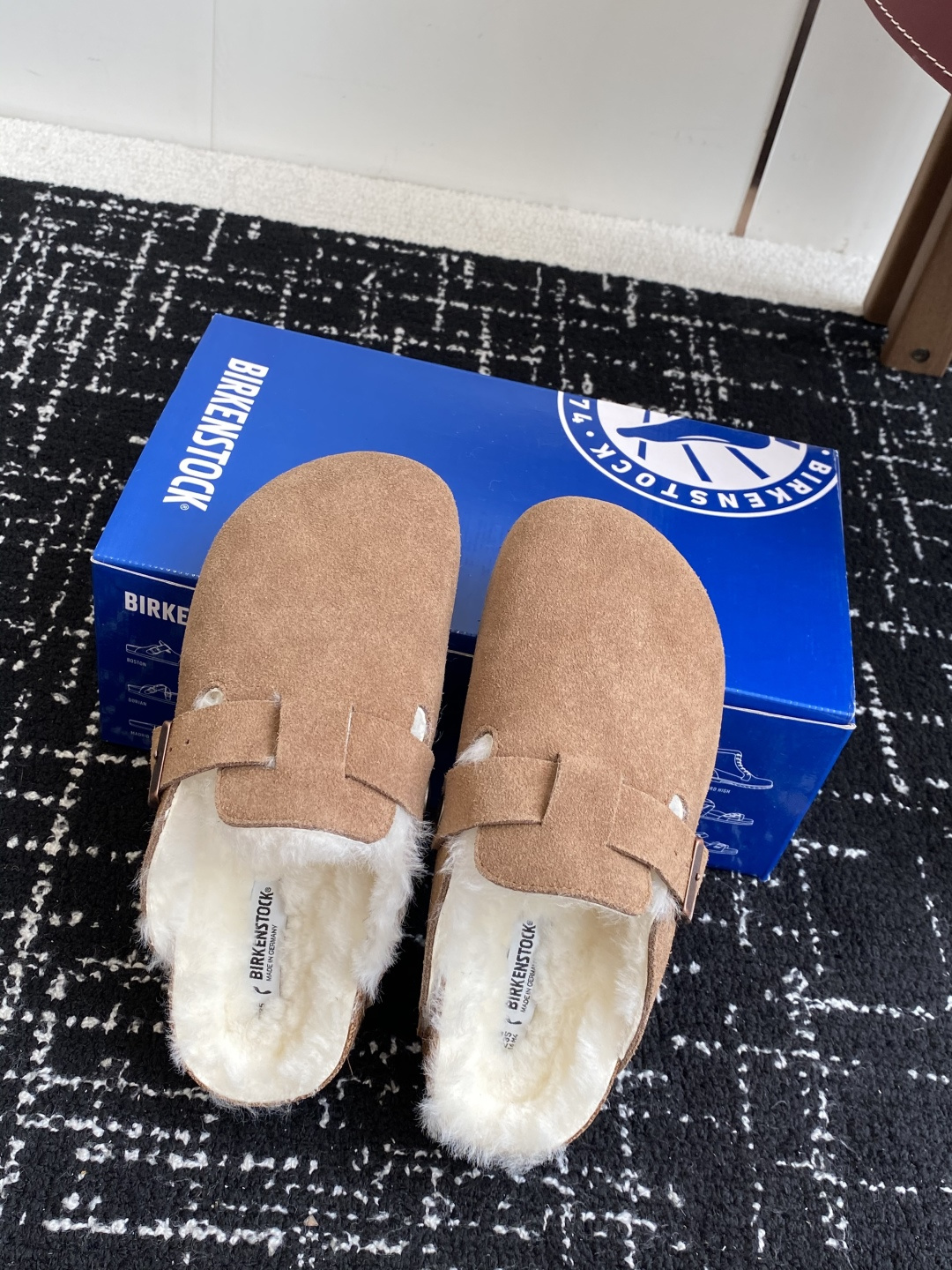 代购级勃肯_包头 毛毛拖鞋 BIRKENSTOCK毛毛鞋加绒软木拖鞋外穿Arizona系列万年经典勃肯强