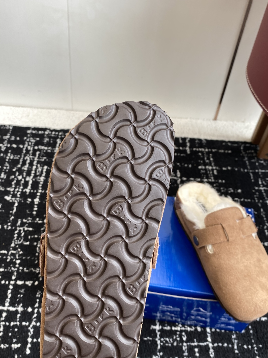 代购级勃肯_包头 毛毛拖鞋 BIRKENSTOCK毛毛鞋加绒软木拖鞋外穿Arizona系列万年经典勃肯强