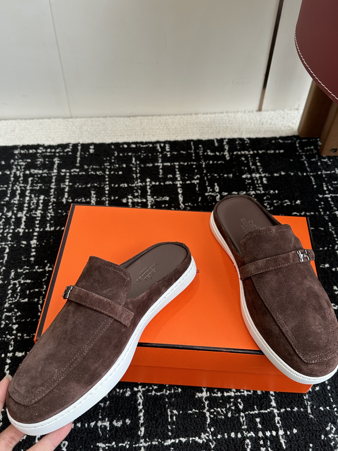 代购级男士+10 hermes ss 25new arrival～ H家 情侣款 穆勒拖鞋新品h家圆头造