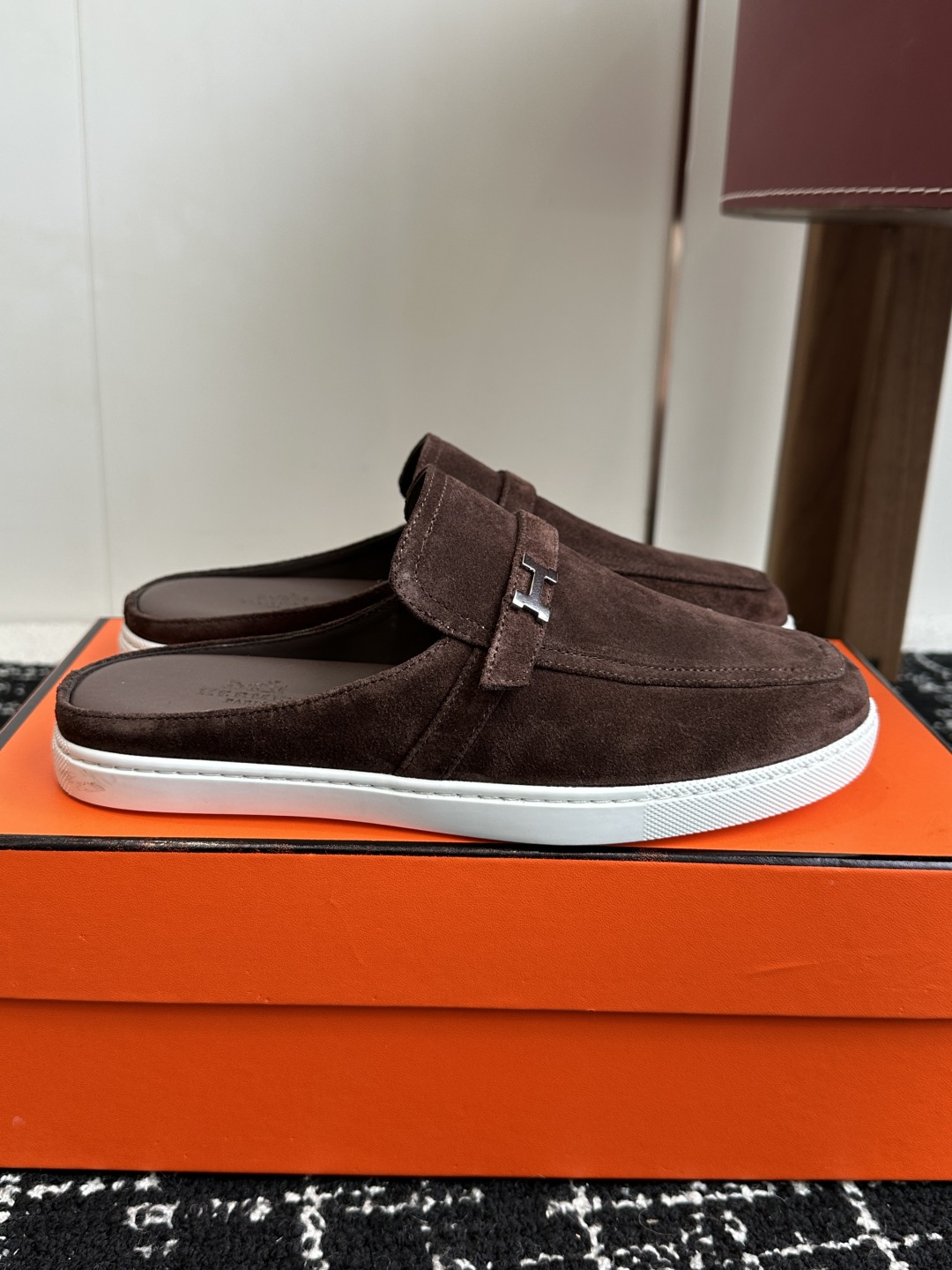 代购级男士+10 hermes ss 25new arrival～ H家 情侣款 穆勒拖鞋新品h家圆头造