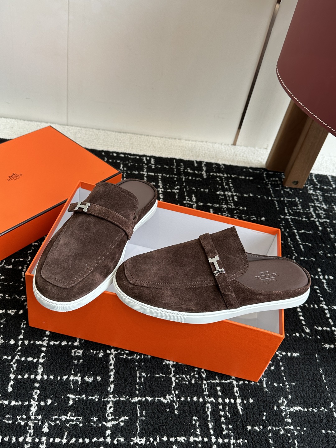 代购级男士+10 hermes ss 25new arrival～ H家 情侣款 穆勒拖鞋新品h家圆头造