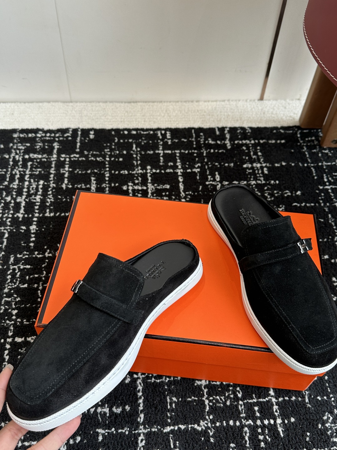 代购级男士+10 hermes ss 25new arrival～ H家 情侣款 穆勒拖鞋新品h家圆头造