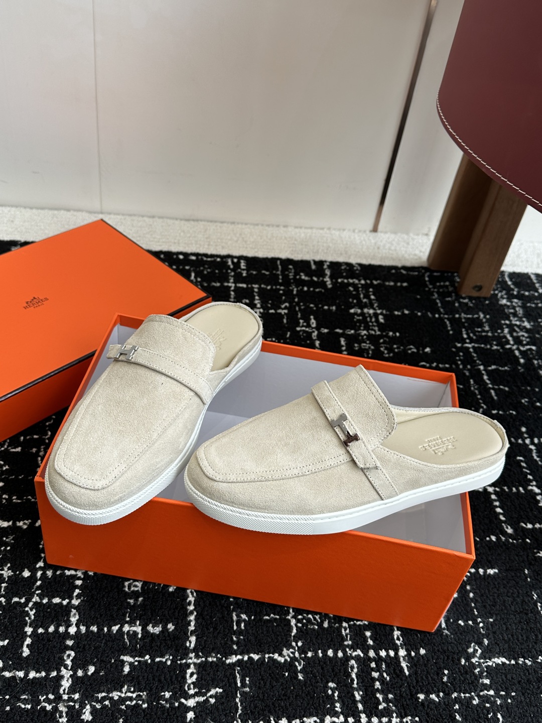 代购级男士+10 hermes ss 25new arrival～ H家 情侣款 穆勒拖鞋新品h家圆头造