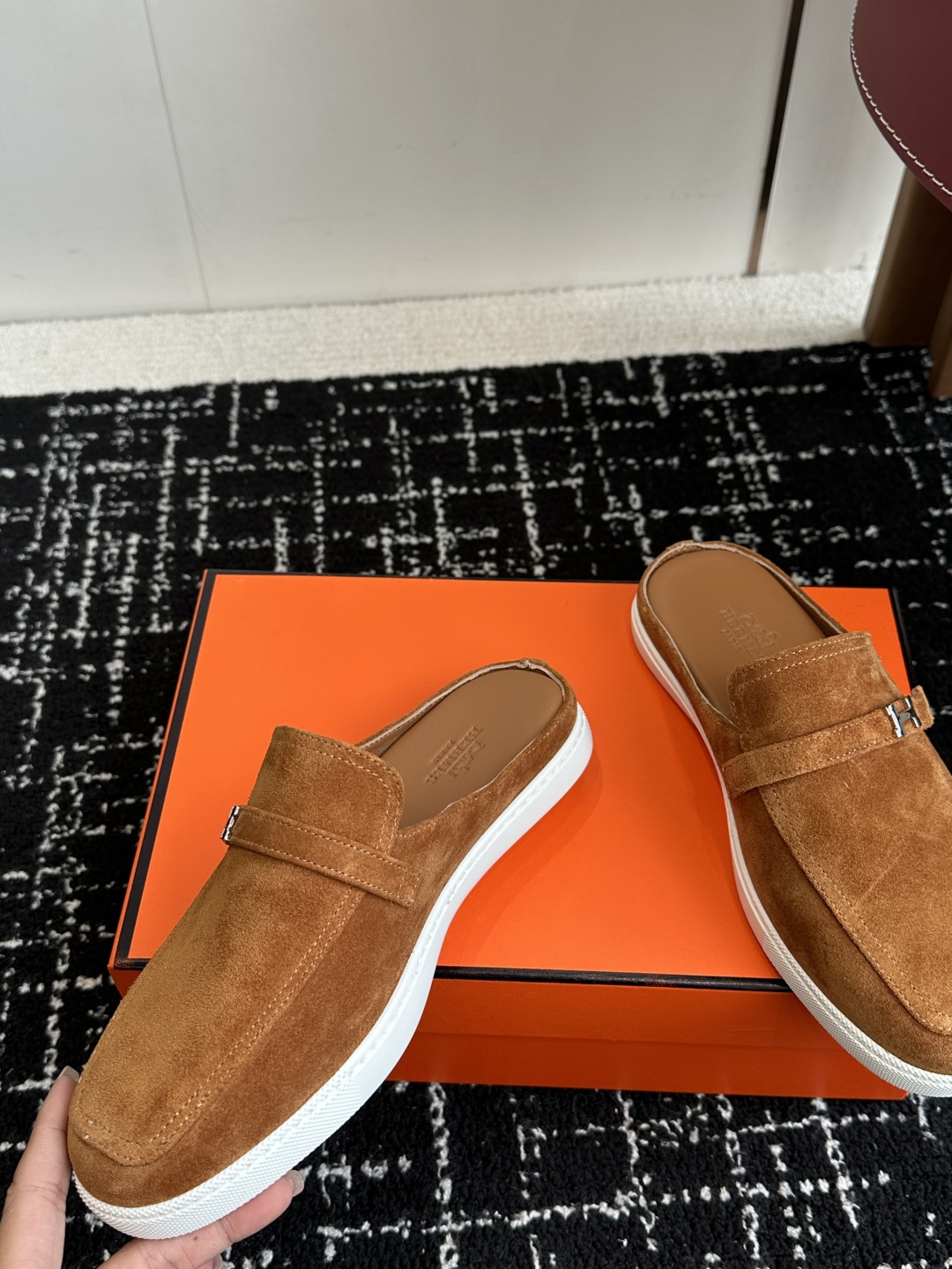 代购级男士+10 hermes ss 25new arrival～ H家 情侣款 穆勒拖鞋新品h家圆头造