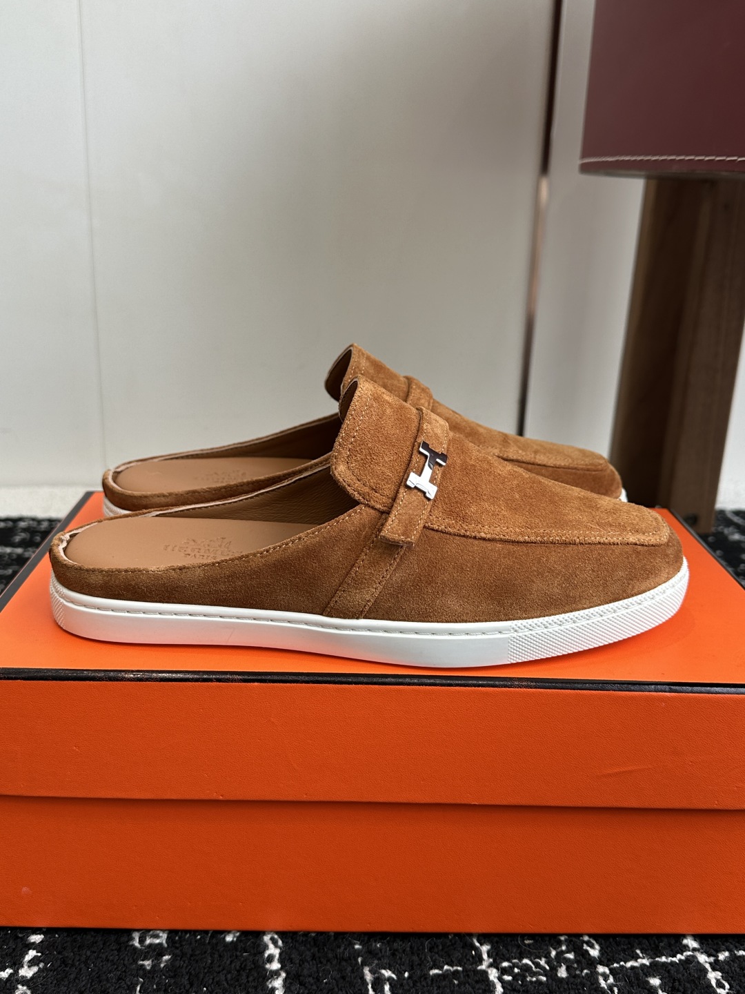 代购级男士+10 hermes ss 25new arrival～ H家 情侣款 穆勒拖鞋新品h家圆头造