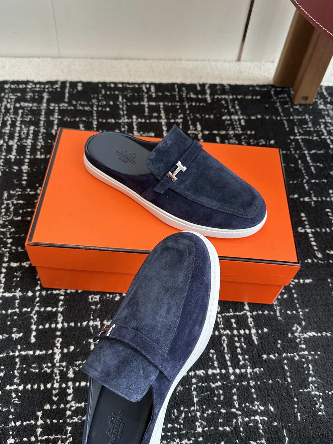 代购级男士+10 hermes ss 25new arrival～ H家 情侣款 穆勒拖鞋新品h家圆头造