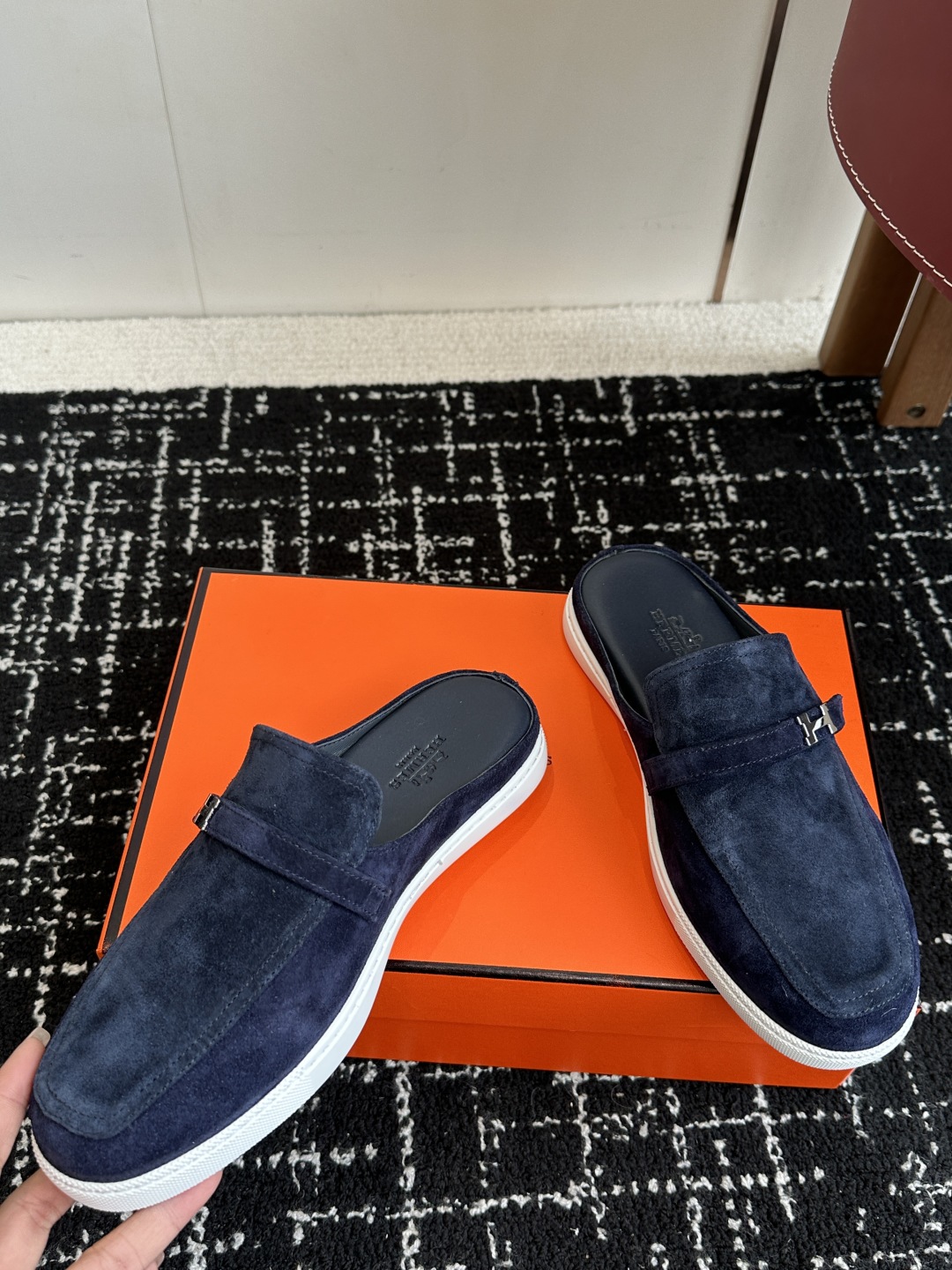 代购级男士+10 hermes ss 25new arrival～ H家 情侣款 穆勒拖鞋新品h家圆头造