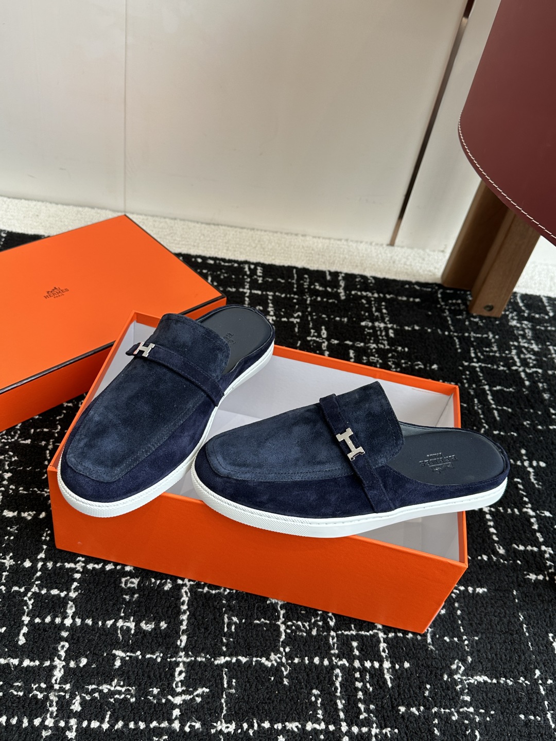 代购级男士+10 hermes ss 25new arrival～ H家 情侣款 穆勒拖鞋新品h家圆头造