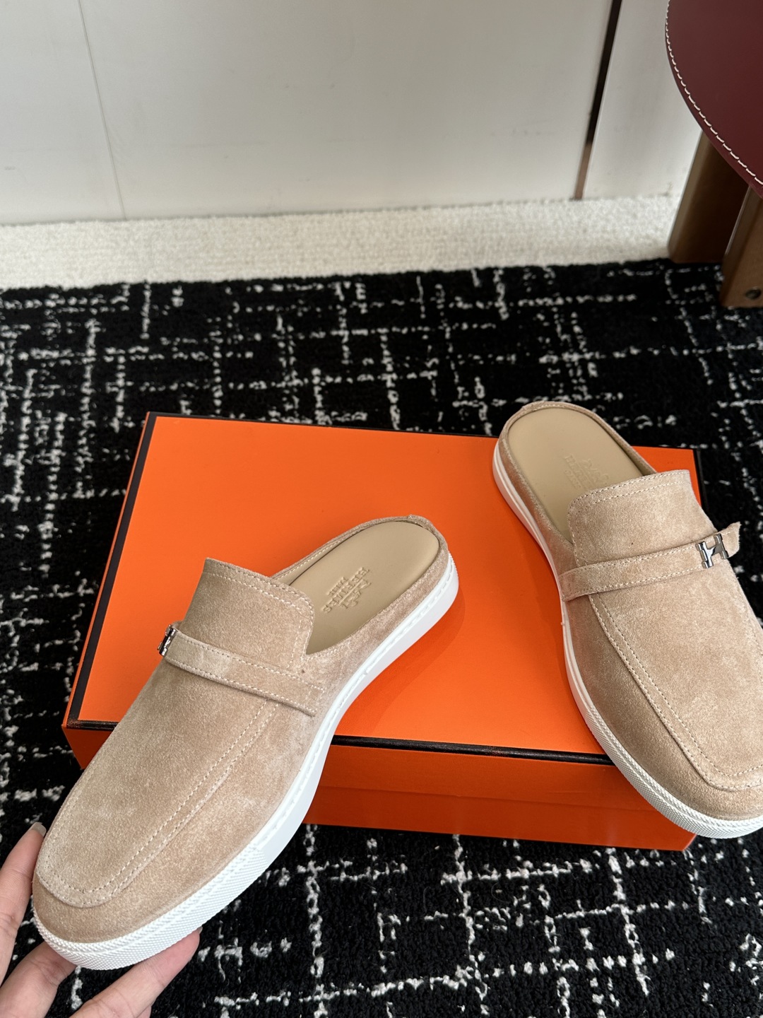 代购级男士+10 hermes ss 25new arrival～ H家 情侣款 穆勒拖鞋新品h家圆头造