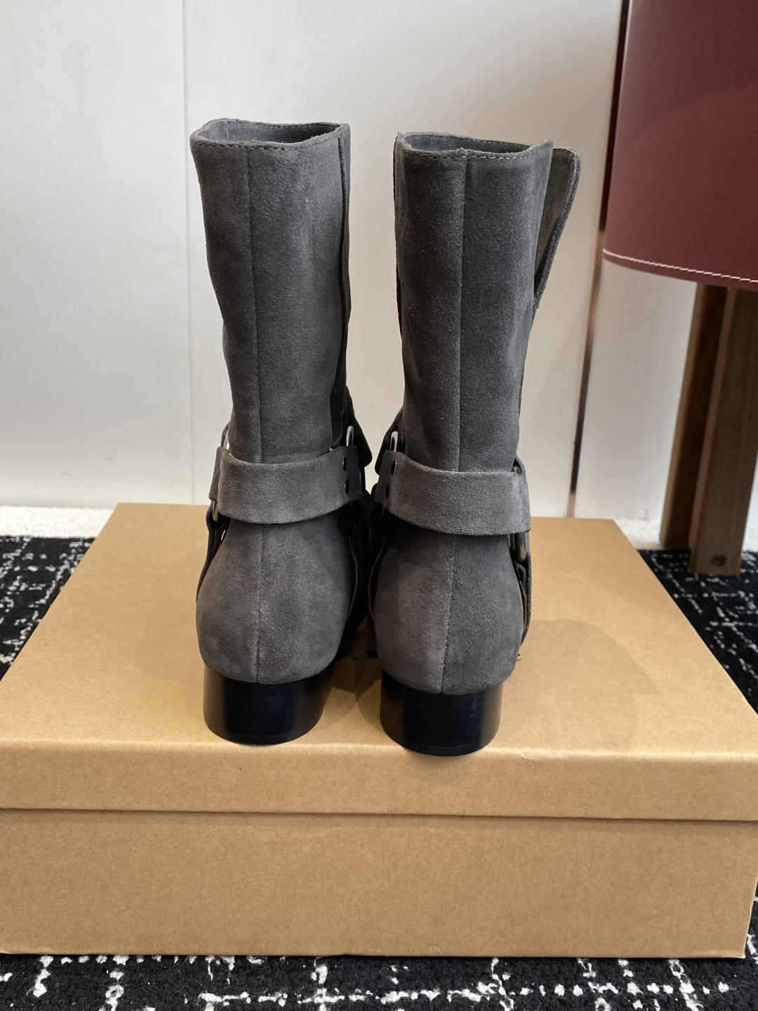 代购级韩国 shop weare 25ss 小方头短靴鞋面高丝光小牛麂皮 小牛皮，内里水染牛皮，意大利真