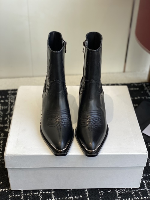Celine Women's Western Ankle Boots Pointed Toe Leather Chelsea Boots 1 Celine Women's Western Ankle Boots Pointed Toe Leather Chelsea Boots