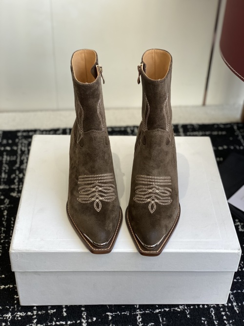 Celine Women's Suede Chelsea Ankle Boots Pointed Toe Metal Detail Brown 1 Celine Women's Suede Chelsea Ankle Boots Pointed Toe Metal Detail Brown