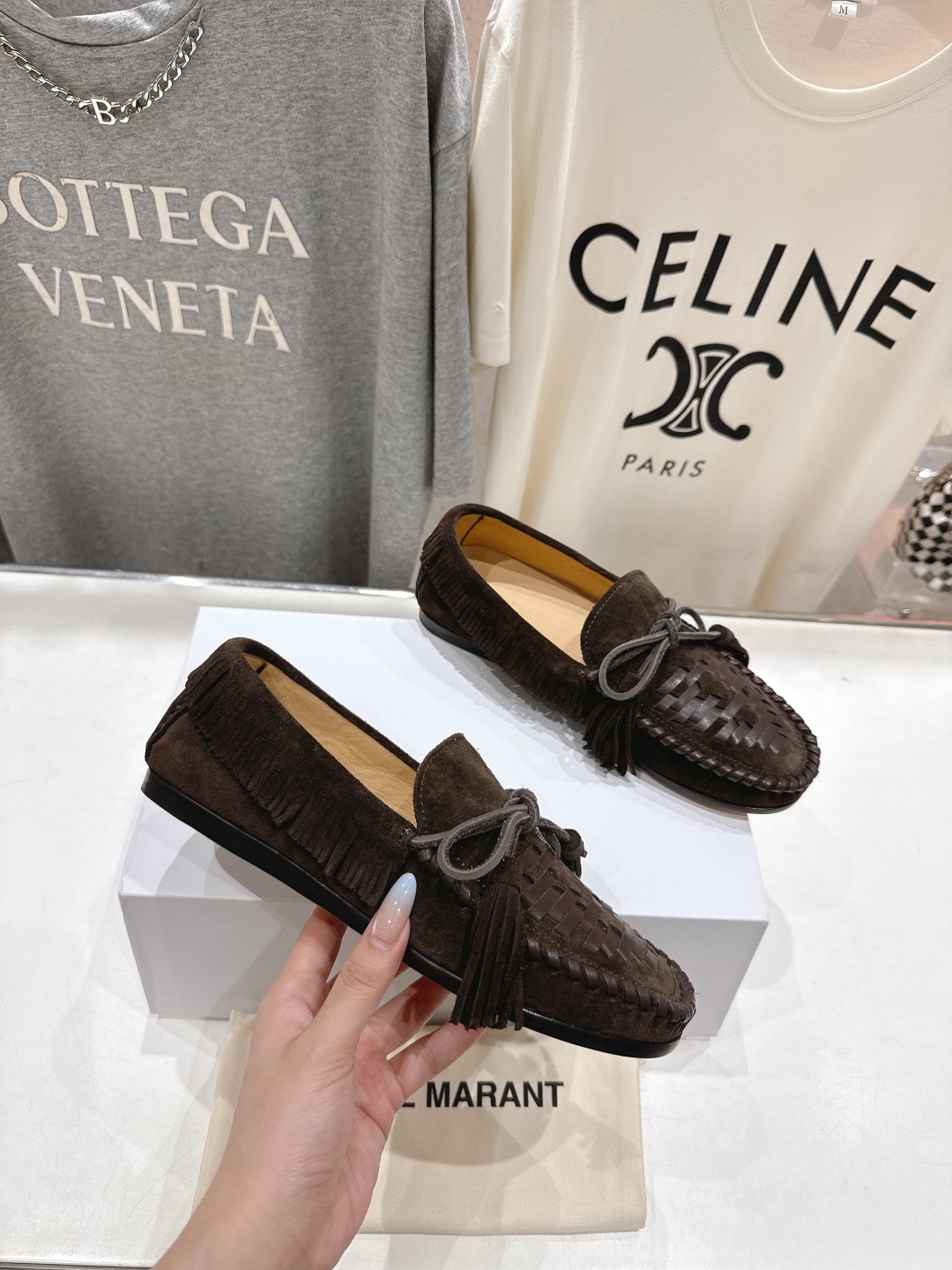 高版本出厂 ISABEL MARANT/伊莎贝尔2025ss新款印第安风流苏一脚蹬乐福鞋休闲鞋驾车鞋超级