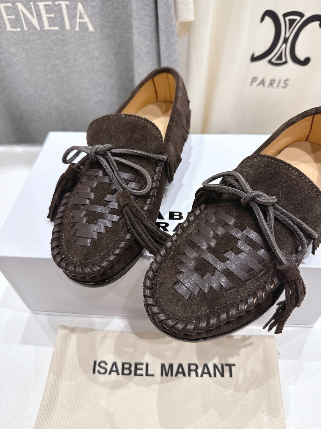 高版本出厂 ISABEL MARANT/伊莎贝尔2025ss新款印第安风流苏一脚蹬乐福鞋休闲鞋驾车鞋超级