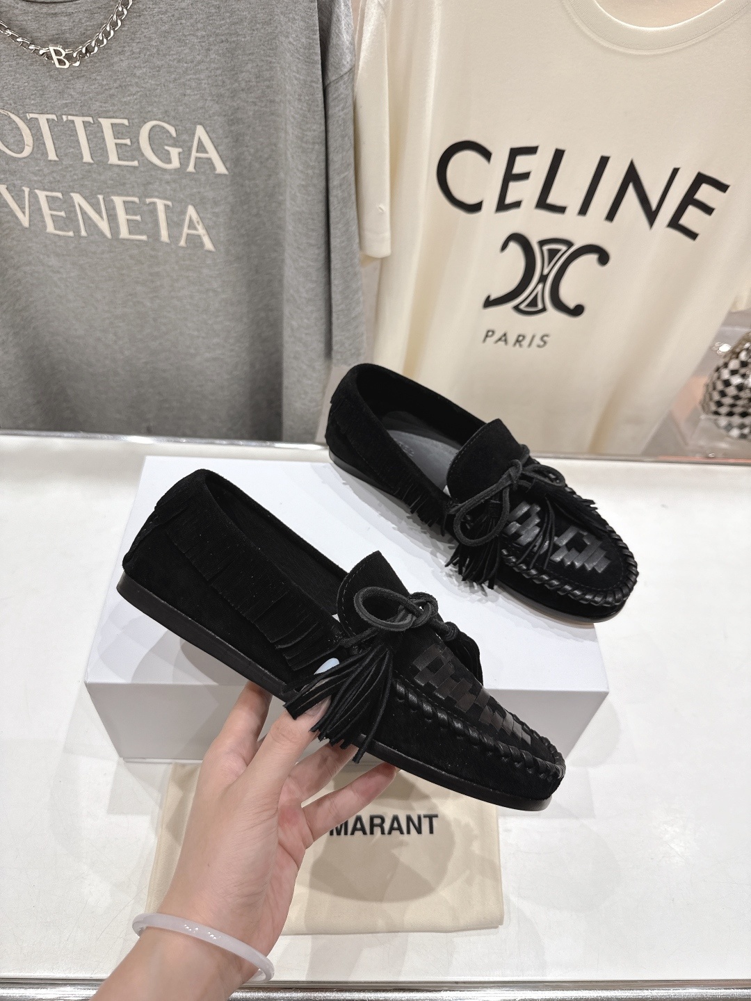 高版本出厂 ISABEL MARANT/伊莎贝尔2025ss新款印第安风流苏一脚蹬乐福鞋休闲鞋驾车鞋超级
