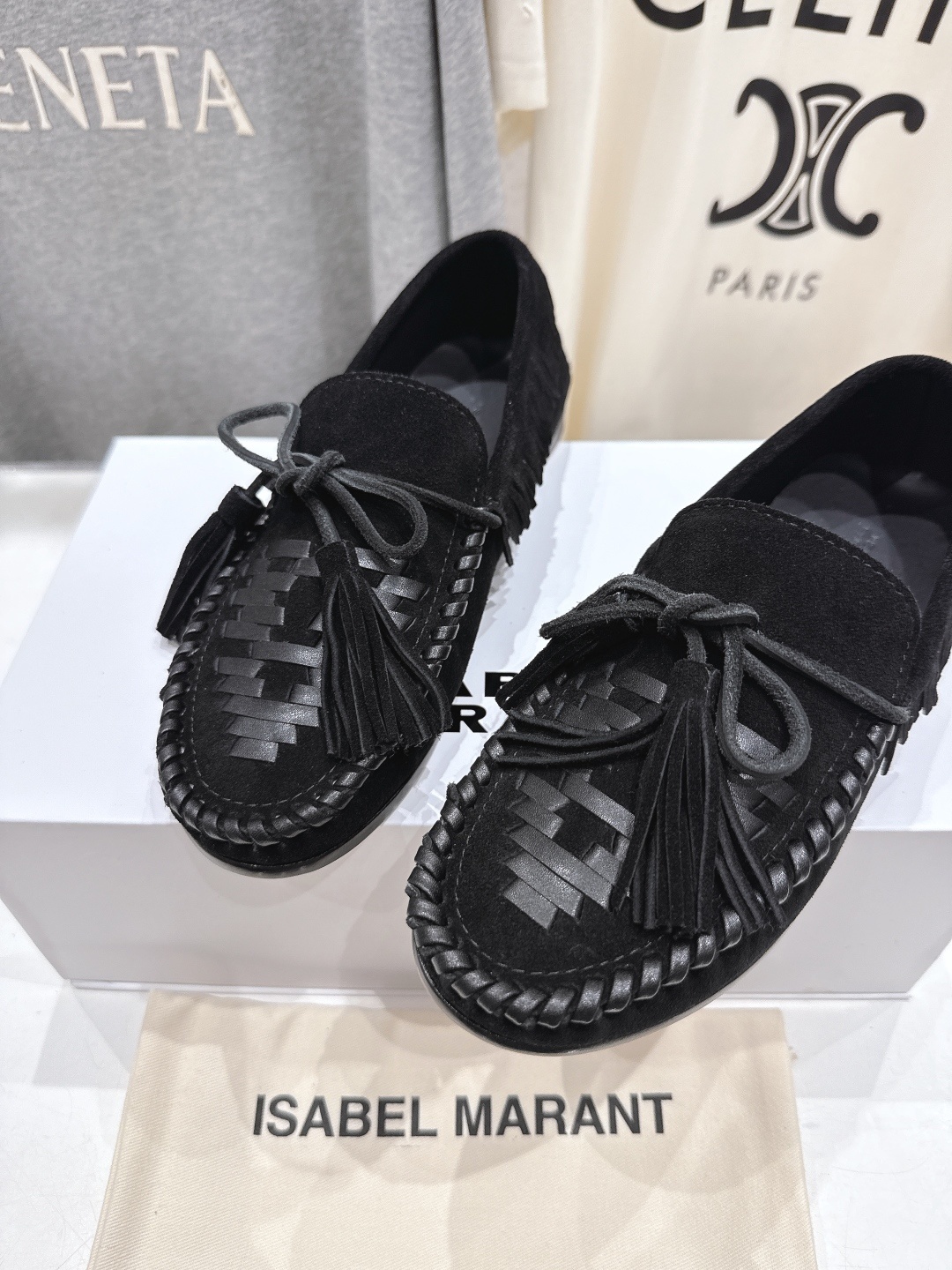 高版本出厂 ISABEL MARANT/伊莎贝尔2025ss新款印第安风流苏一脚蹬乐福鞋休闲鞋驾车鞋超级