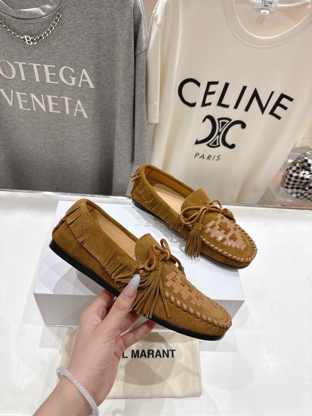 高版本出厂 ISABEL MARANT/伊莎贝尔2025ss新款印第安风流苏一脚蹬乐福鞋休闲鞋驾车鞋超级