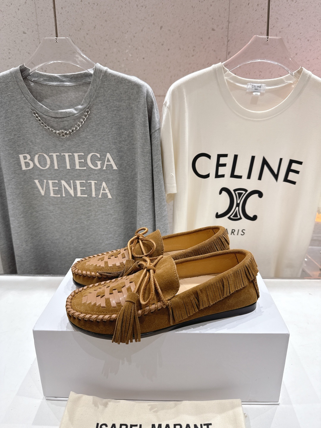 高版本出厂 ISABEL MARANT/伊莎贝尔2025ss新款印第安风流苏一脚蹬乐福鞋休闲鞋驾车鞋超级
