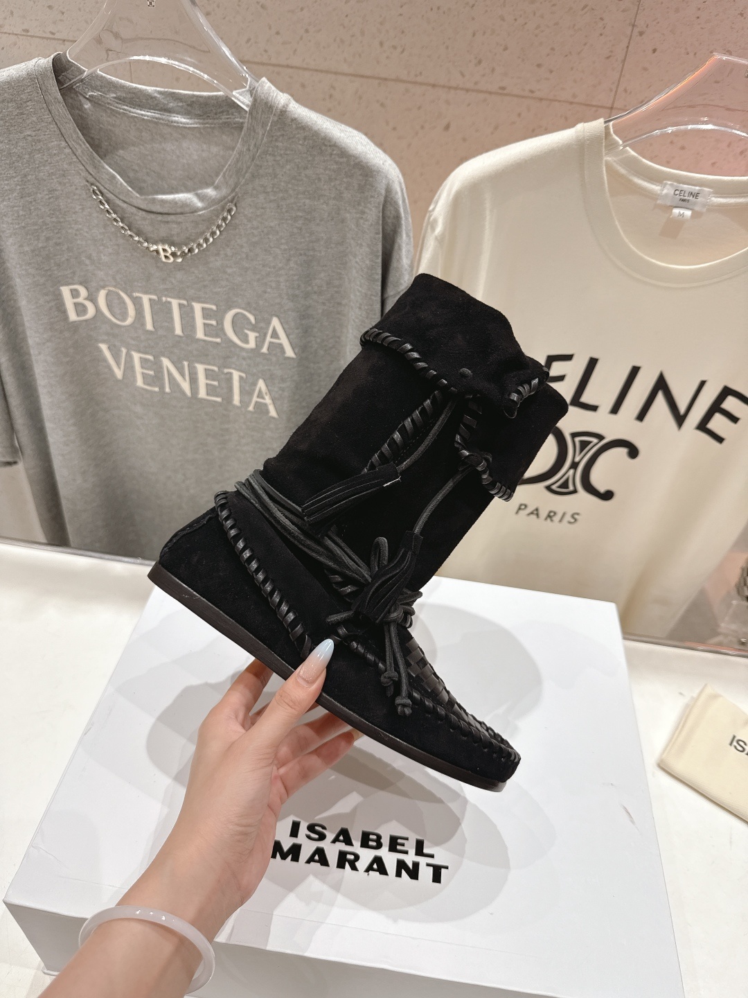 高版本出厂 ISABEL MARANT/伊莎贝尔2025ss新款印第安风格流苏中筒靴西部靴超级有高级感上