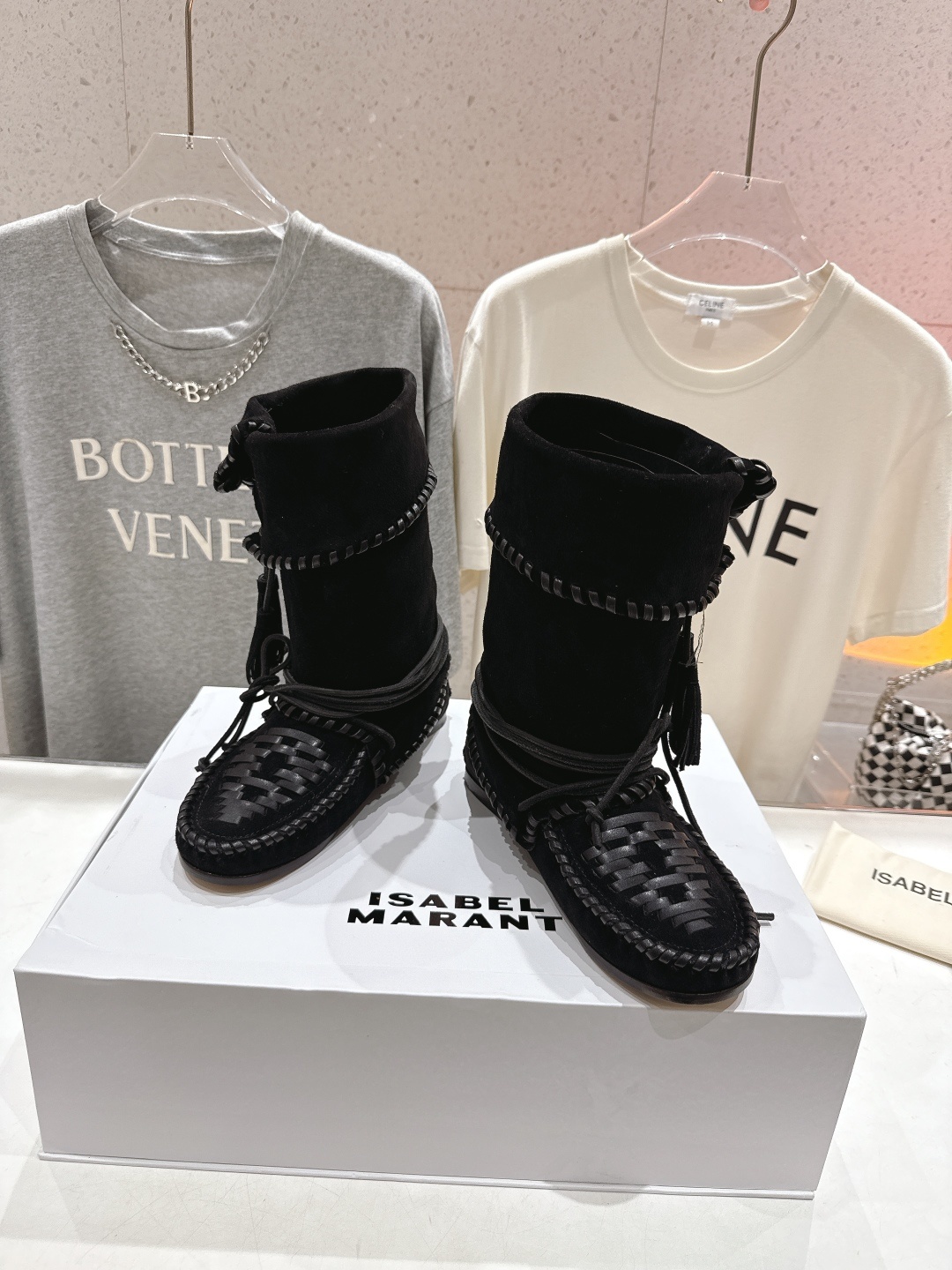高版本出厂 ISABEL MARANT/伊莎贝尔2025ss新款印第安风格流苏中筒靴西部靴超级有高级感上