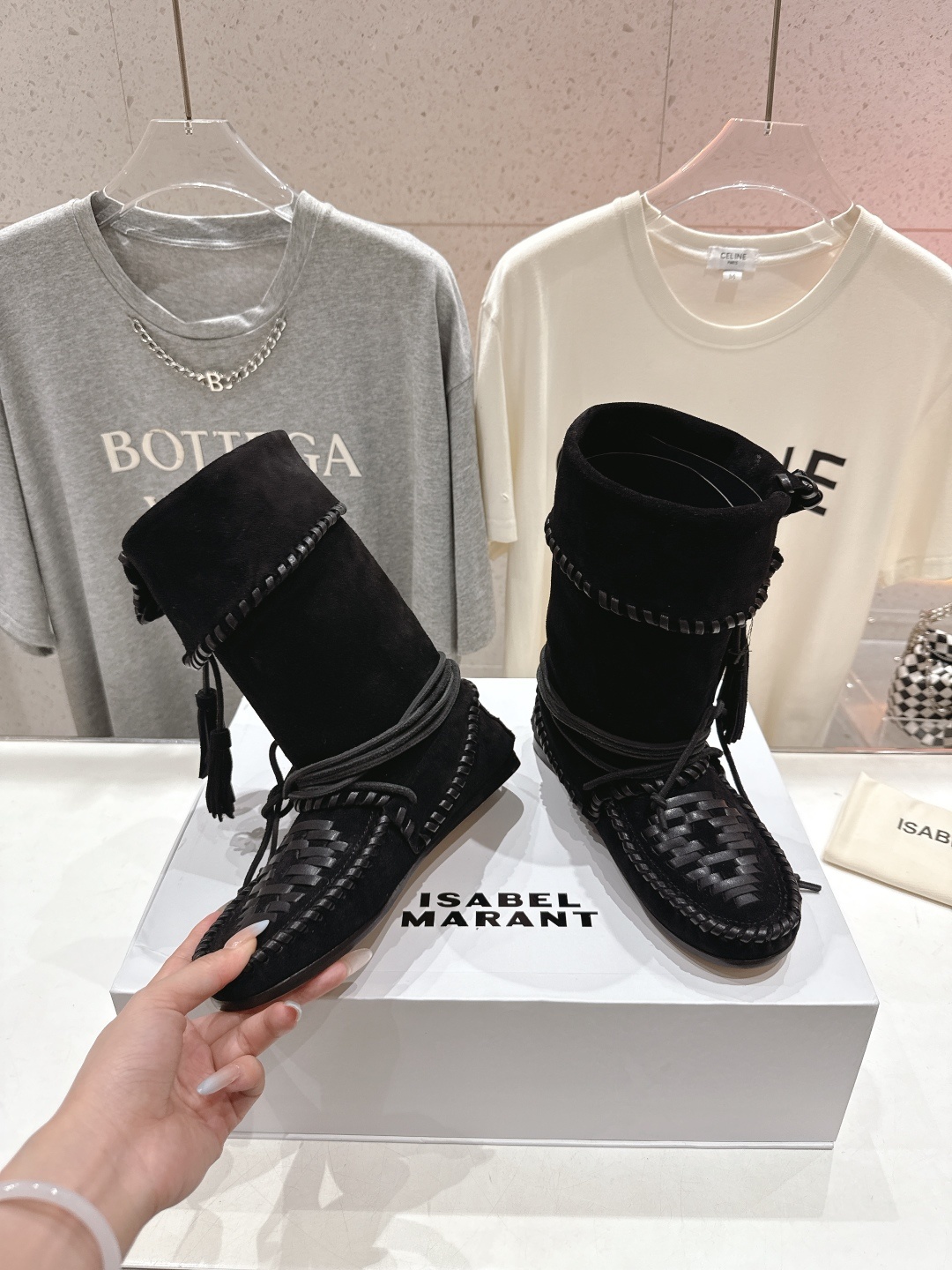 高版本出厂 ISABEL MARANT/伊莎贝尔2025ss新款印第安风格流苏中筒靴西部靴超级有高级感上