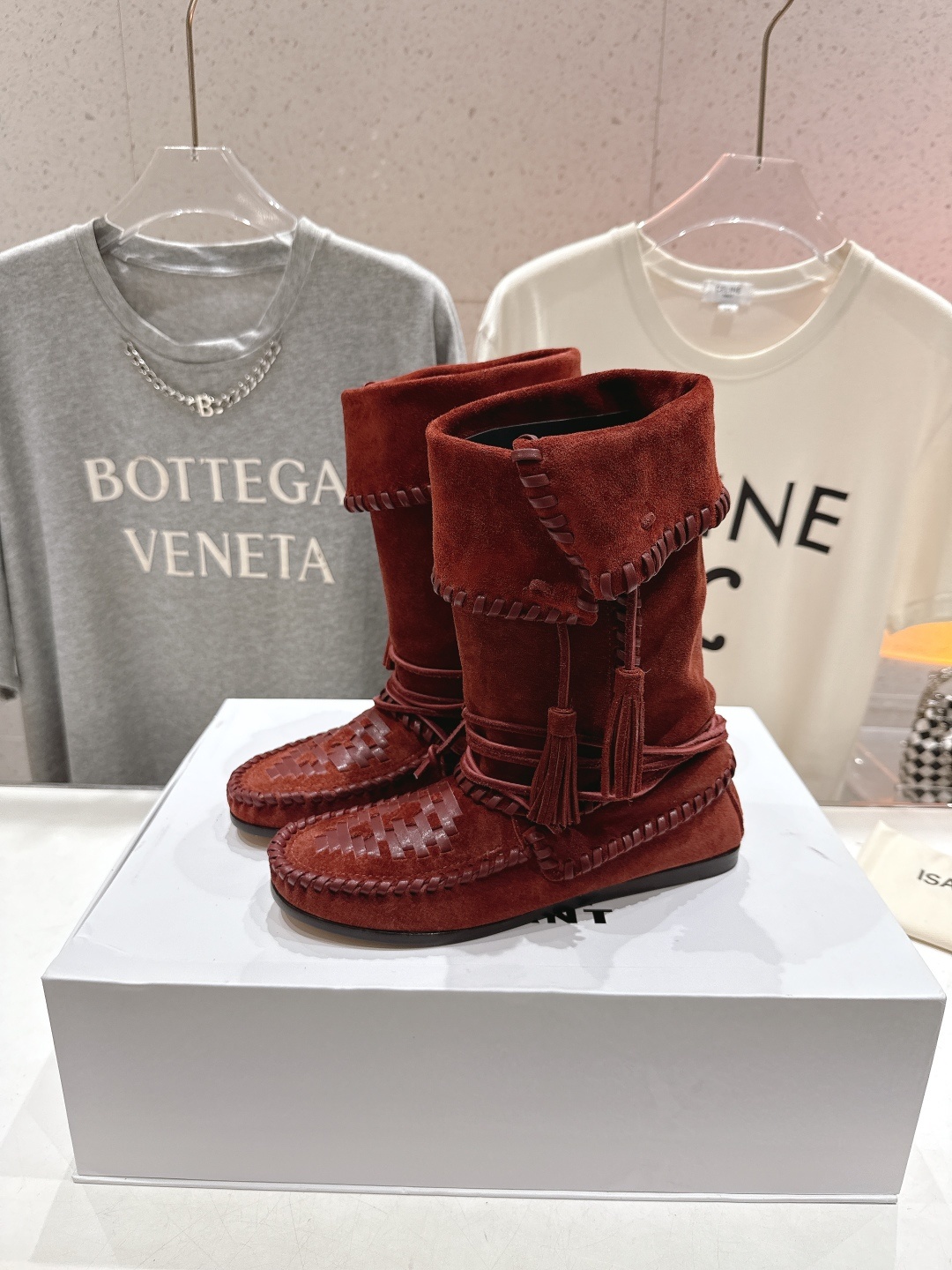 高版本出厂 ISABEL MARANT/伊莎贝尔2025ss新款印第安风格流苏中筒靴西部靴超级有高级感上