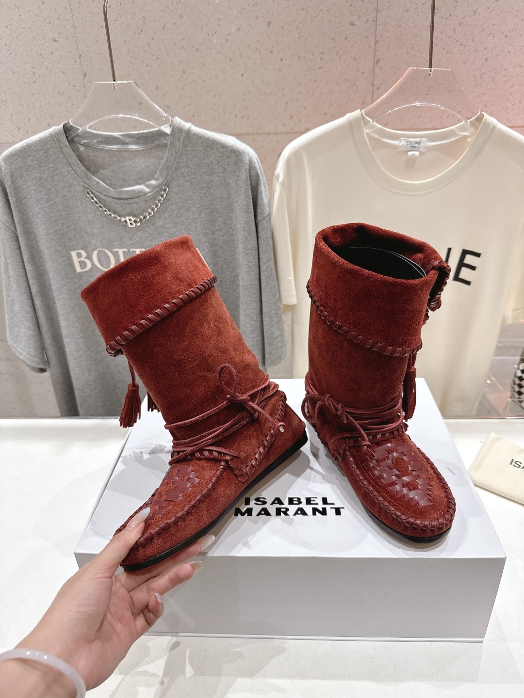 高版本出厂 ISABEL MARANT/伊莎贝尔2025ss新款印第安风格流苏中筒靴西部靴超级有高级感上