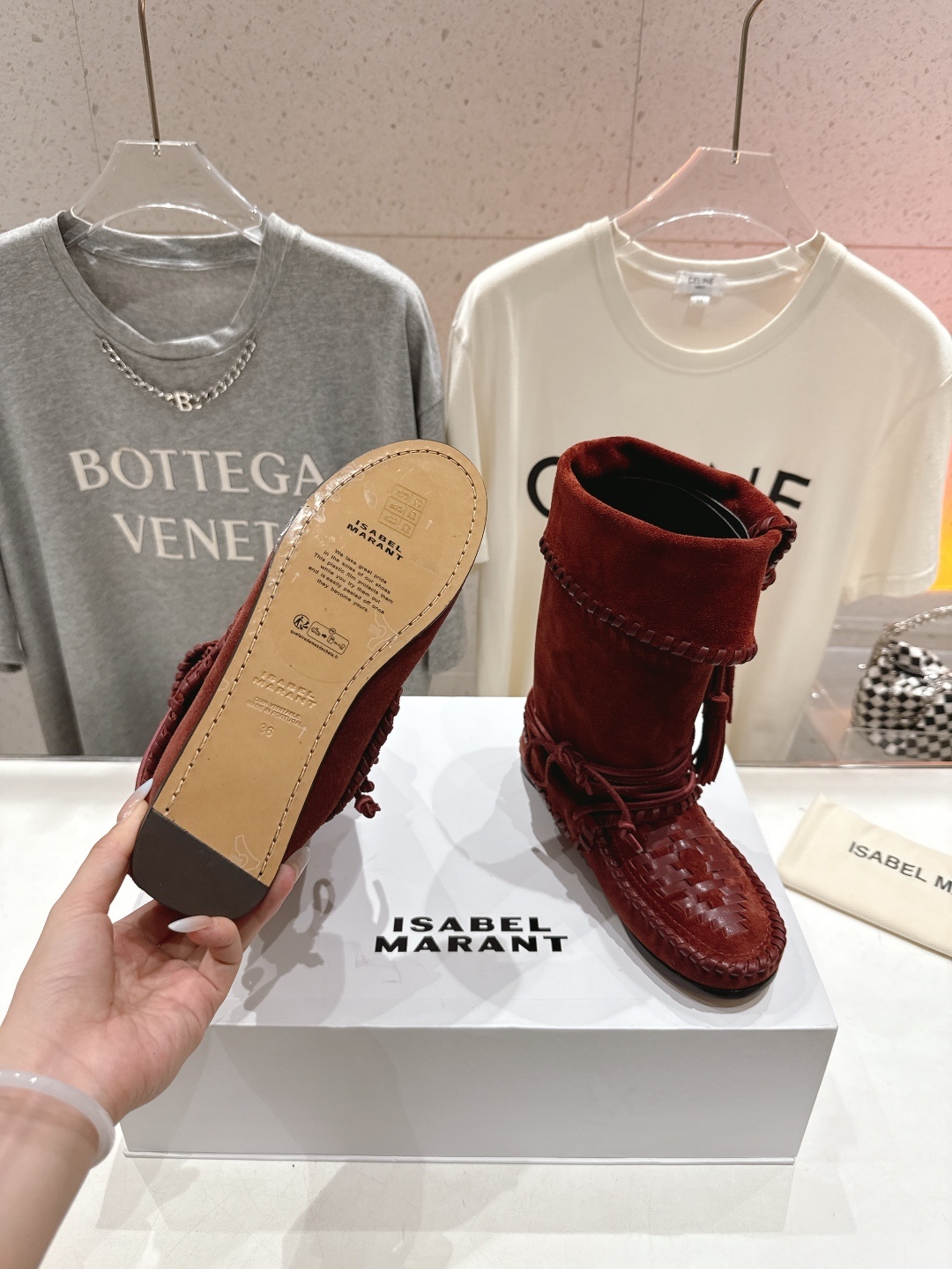高版本出厂 ISABEL MARANT/伊莎贝尔2025ss新款印第安风格流苏中筒靴西部靴超级有高级感上