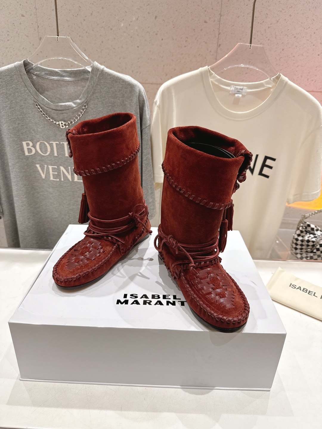 高版本出厂 ISABEL MARANT/伊莎贝尔2025ss新款印第安风格流苏中筒靴西部靴超级有高级感上