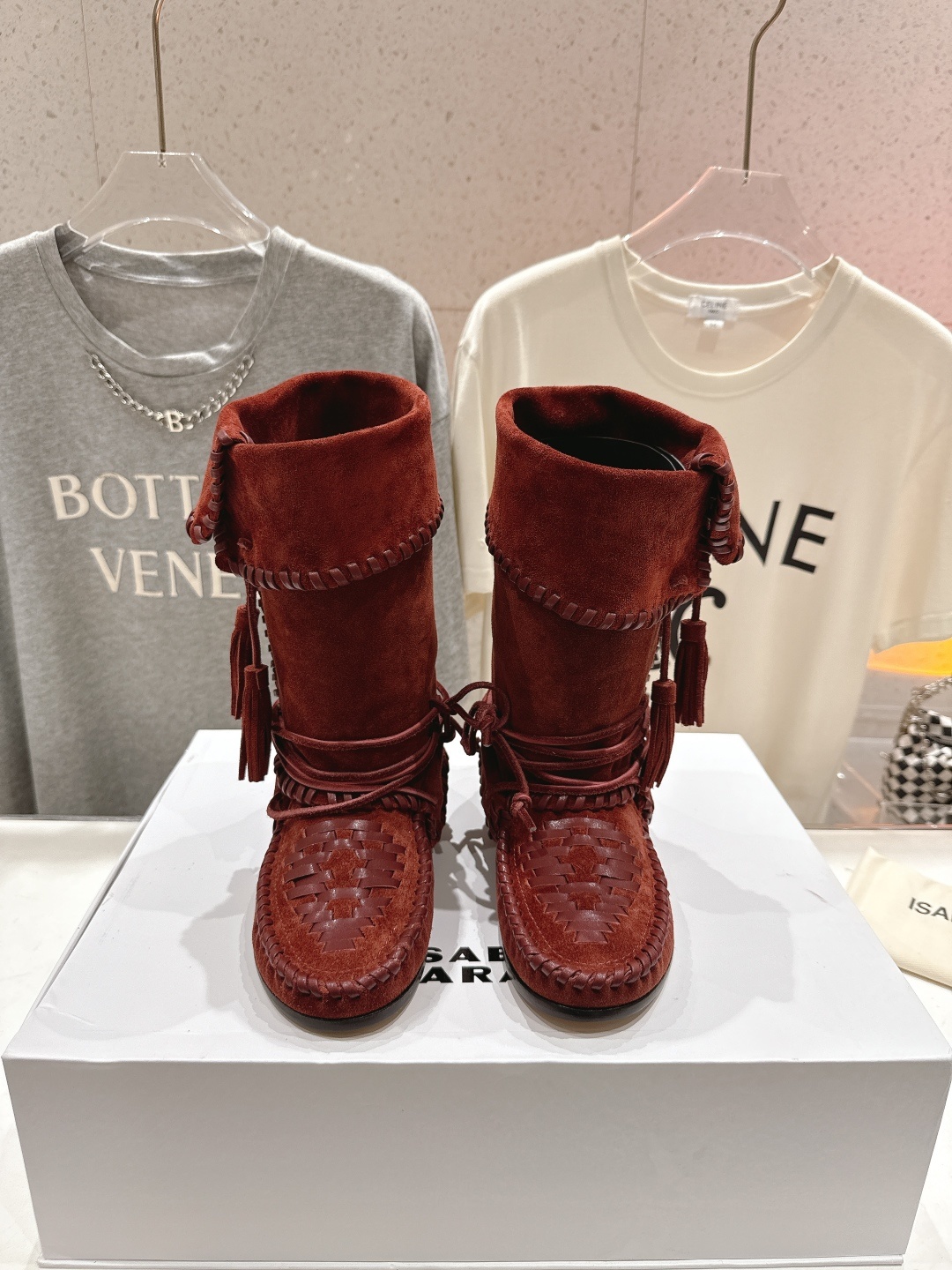 高版本出厂 ISABEL MARANT/伊莎贝尔2025ss新款印第安风格流苏中筒靴西部靴超级有高级感上