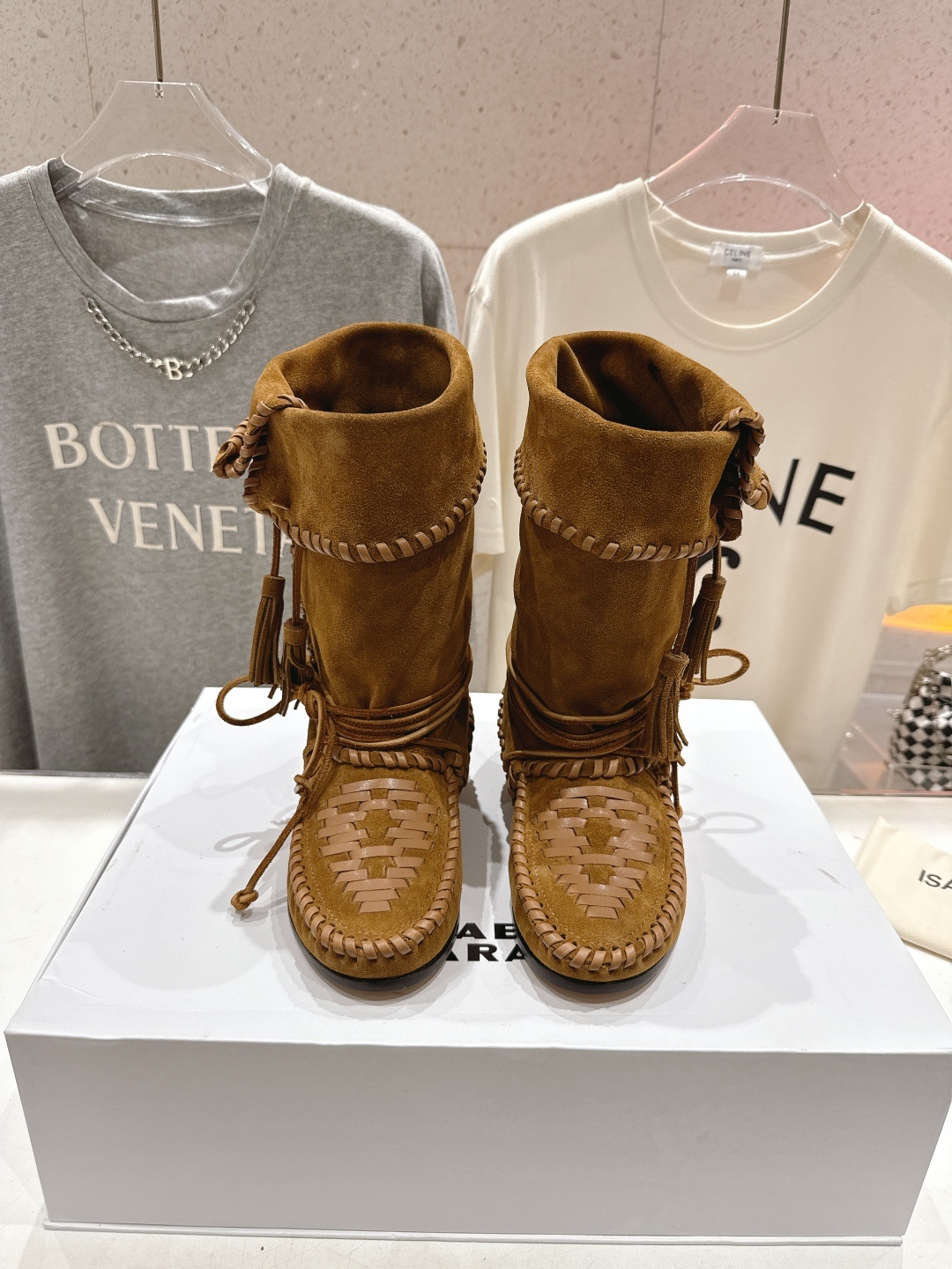 高版本出厂 ISABEL MARANT/伊莎贝尔2025ss新款印第安风格流苏中筒靴西部靴超级有高级感上