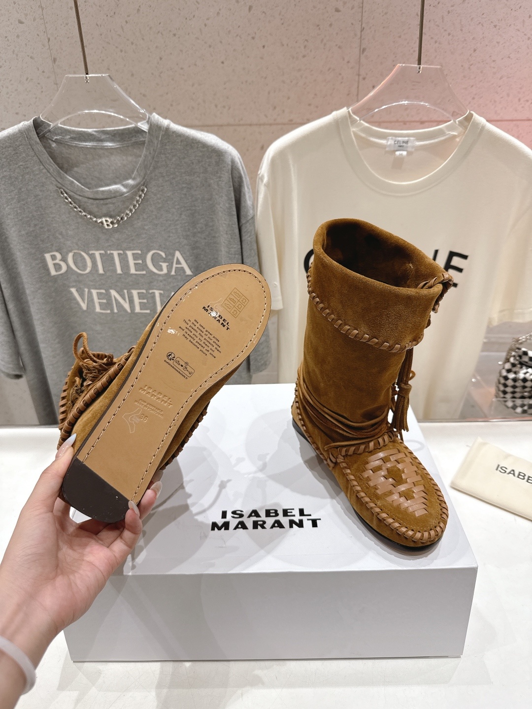 高版本出厂 ISABEL MARANT/伊莎贝尔2025ss新款印第安风格流苏中筒靴西部靴超级有高级感上