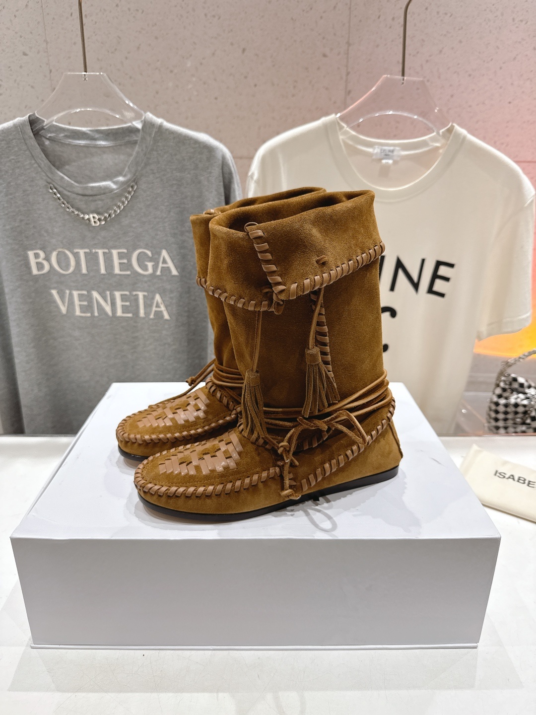 高版本出厂 ISABEL MARANT/伊莎贝尔2025ss新款印第安风格流苏中筒靴西部靴超级有高级感上