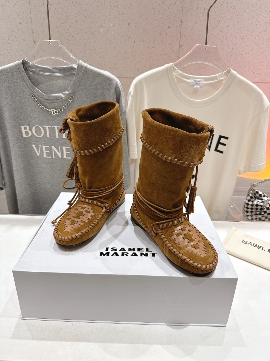 高版本出厂 ISABEL MARANT/伊莎贝尔2025ss新款印第安风格流苏中筒靴西部靴超级有高级感上