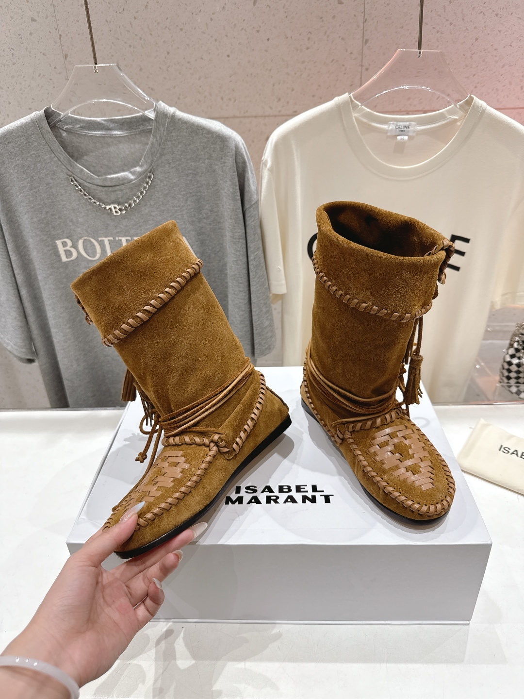高版本出厂 ISABEL MARANT/伊莎贝尔2025ss新款印第安风格流苏中筒靴西部靴超级有高级感上