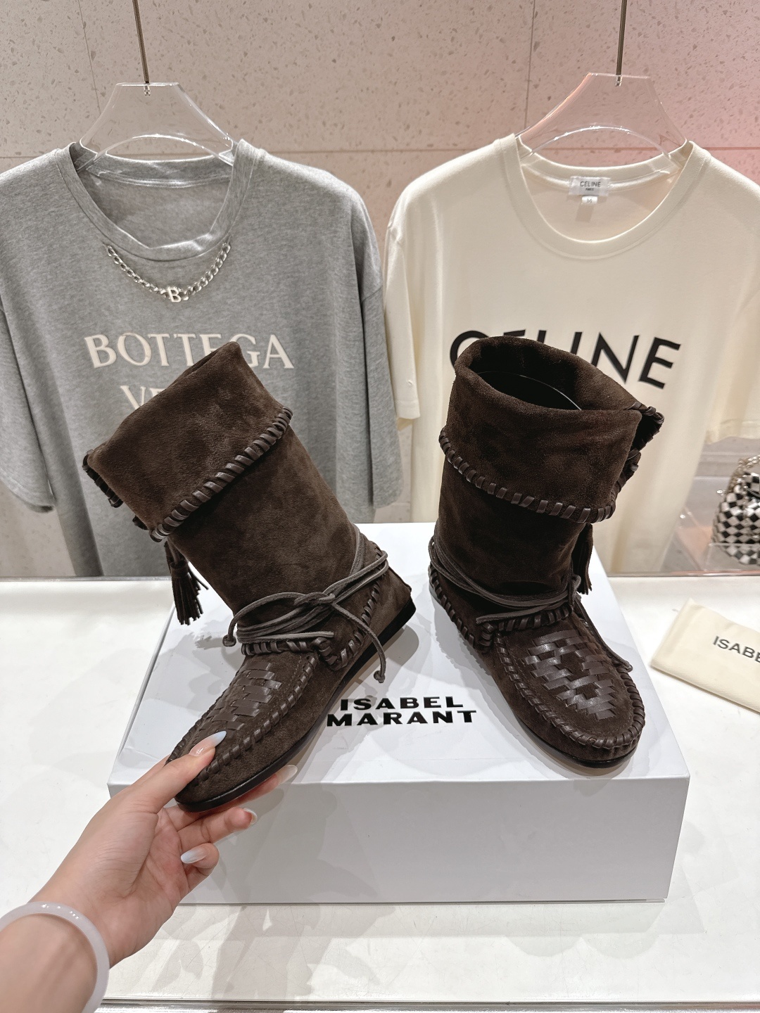 高版本出厂 ISABEL MARANT/伊莎贝尔2025ss新款印第安风格流苏中筒靴西部靴超级有高级感上