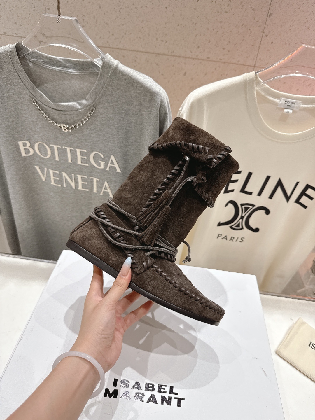 高版本出厂 ISABEL MARANT/伊莎贝尔2025ss新款印第安风格流苏中筒靴西部靴超级有高级感上