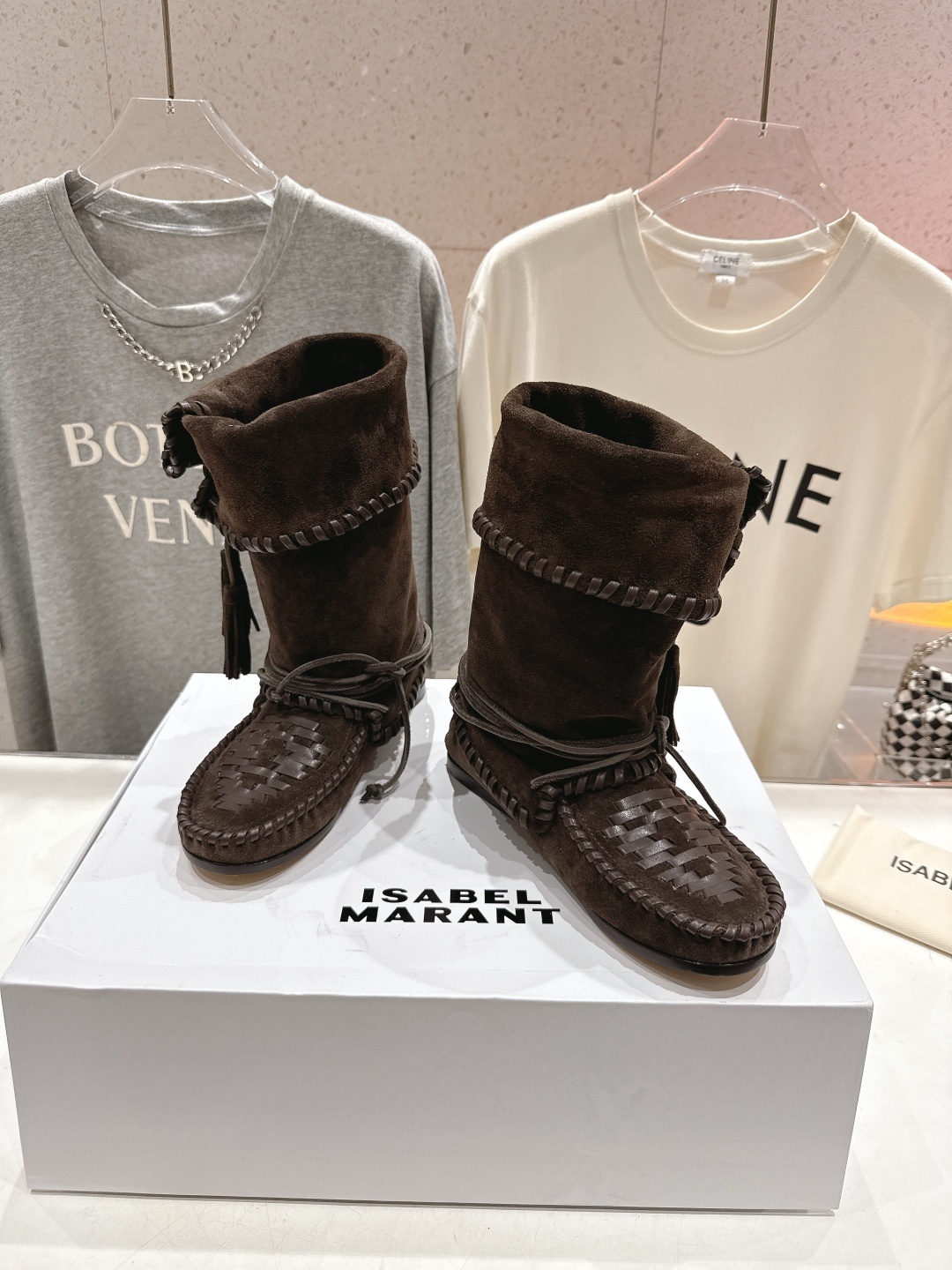 高版本出厂 ISABEL MARANT/伊莎贝尔2025ss新款印第安风格流苏中筒靴西部靴超级有高级感上