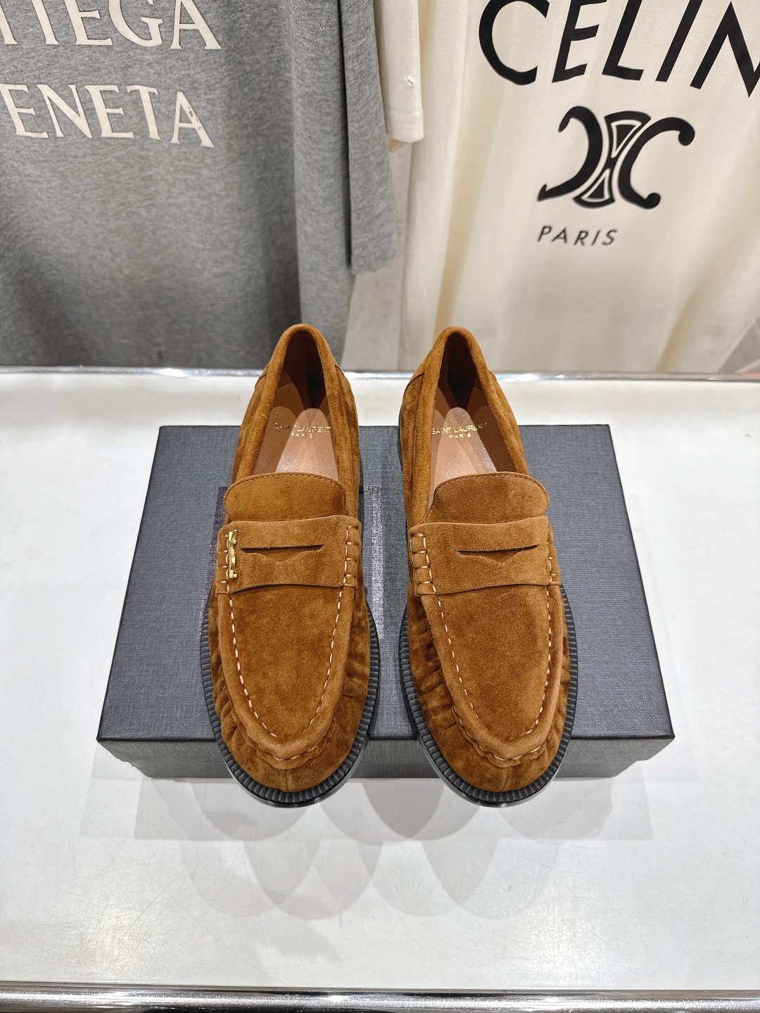 高版本出厂 SAINT LAURENT/圣罗兰YSL 25ss爆款平底玛丽珍一脚蹬乐福鞋,2025全新升